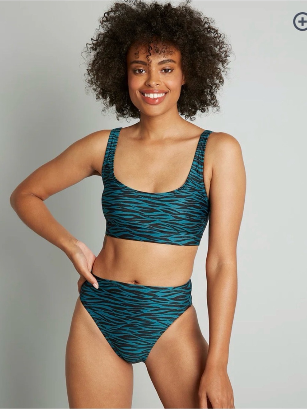 NWT ModCloth Franky Highwaisted Bikini Bottom Blue Zebra